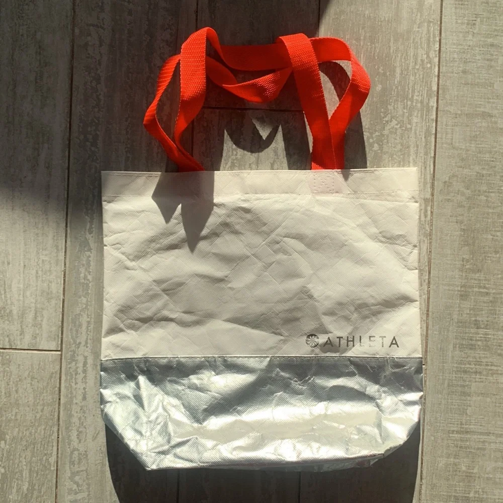 Athleta Shopping Canvas Bag Crinkle-Fabric Tote